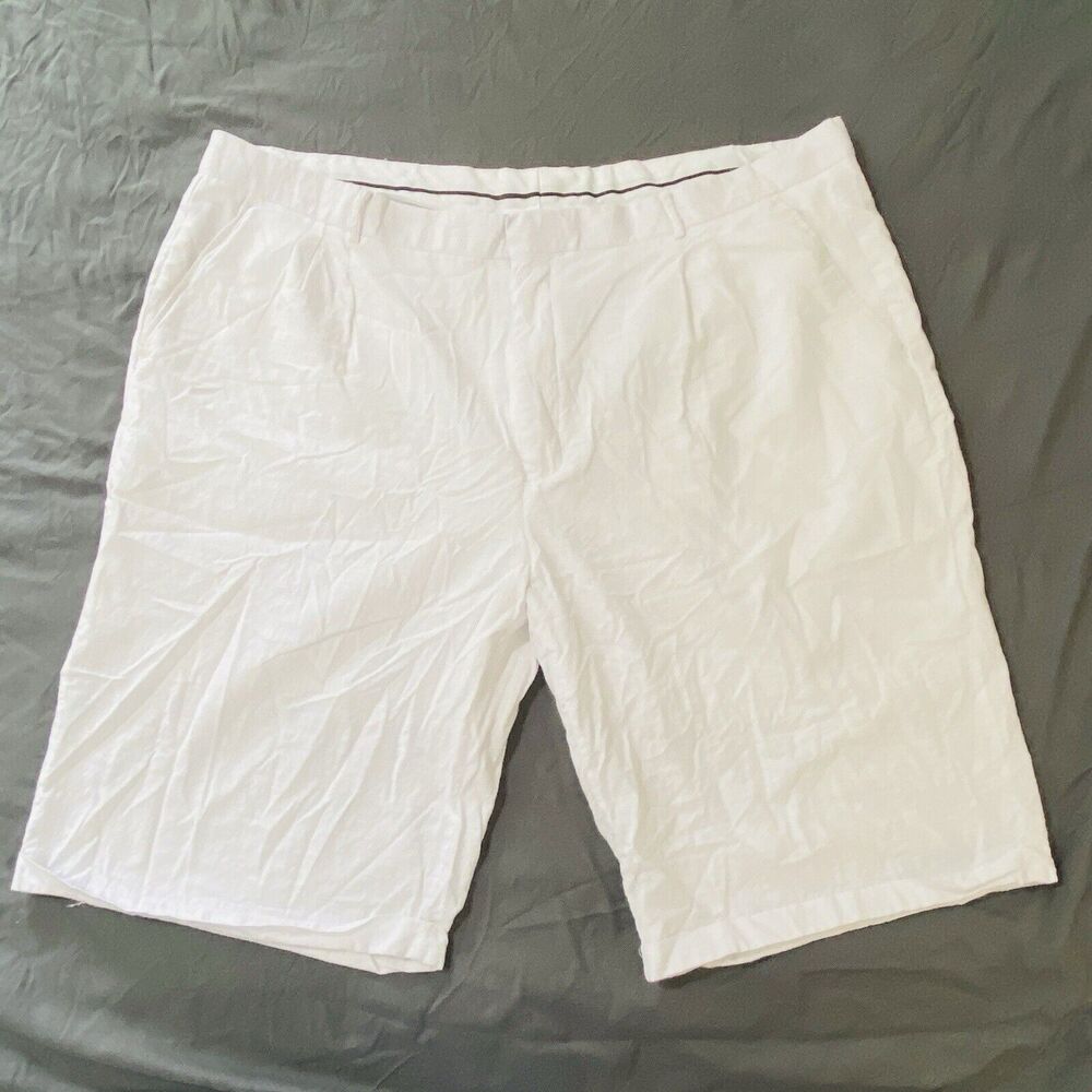 Blue Jazz  Mens Size 50 Solid White Shorts 100% Cotton Neutral Minimalist
